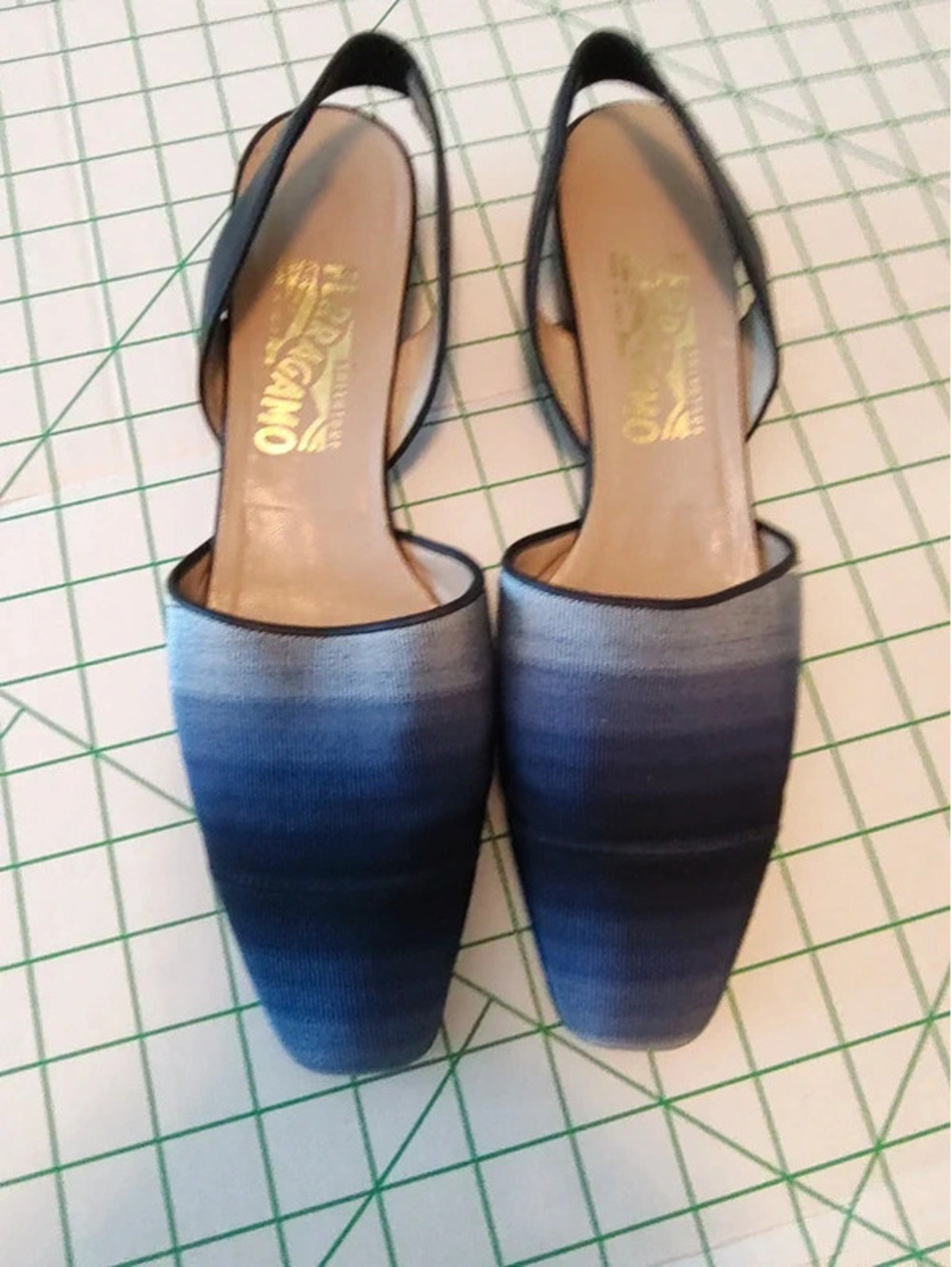 Salvatore Ferragamo Ombre Blue Slingback Flats Made in Italy Size 10 AA